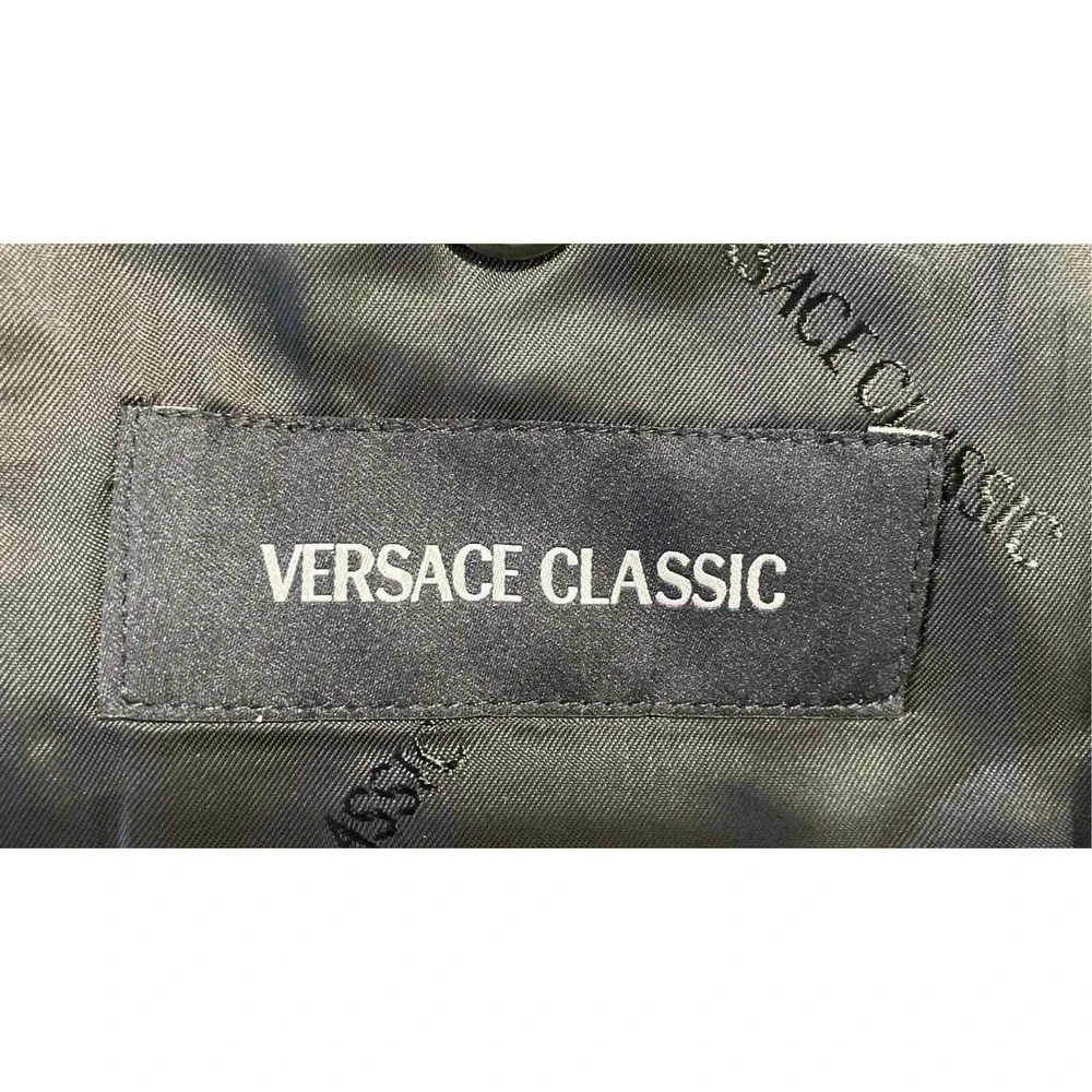 Versace Classic Men's Black Wool Pin Striped 2-Piece Suit SZ 50L